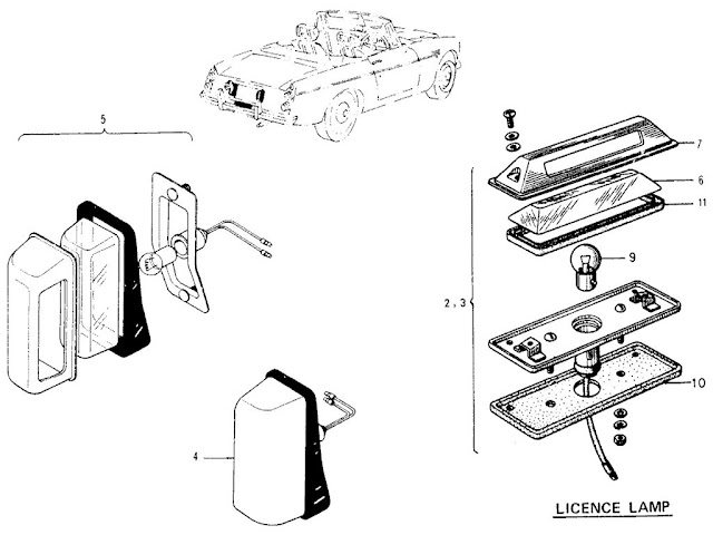 Datsun Fairlady Parts illustration no. 028-2 License Lamp