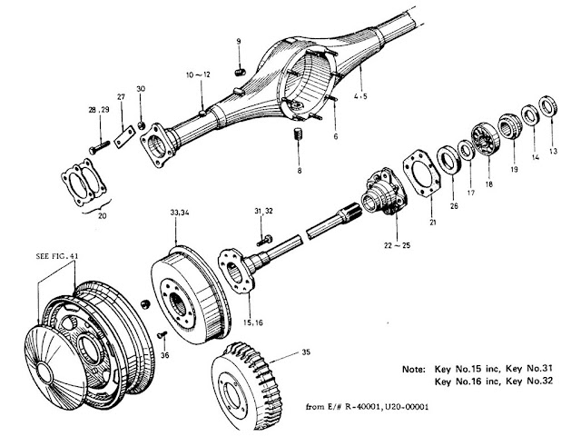 Datsun Fairlady Parts illustration no. 042-1 Rear Axle