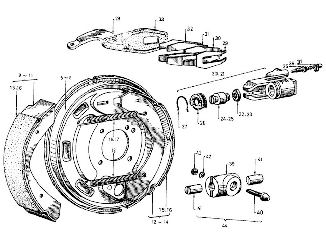 Datsun Fairlady Parts illustration no. 043-1 Rear Brake