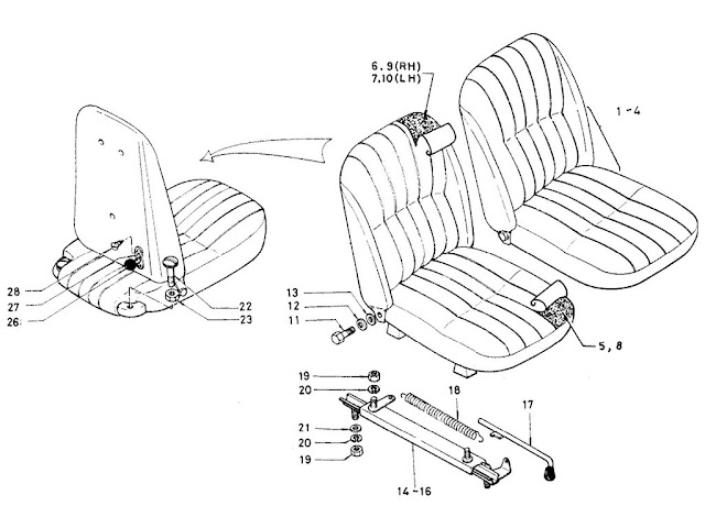 Datsun Fairlady Parts illustration no. 060A-1 Seat (1967.5)