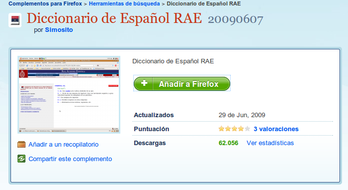 Addon RAE diccionario
