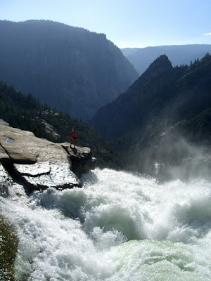 Serena stands on the edge of Nevada Falls