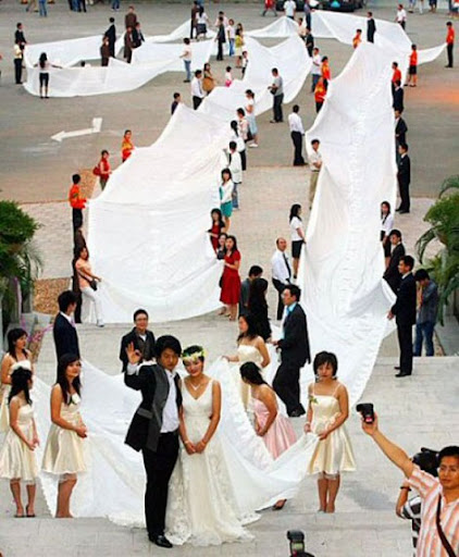 very long train wedding dress Strange Wedding Gowns
