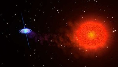 sistema binário com pulsar e estrela