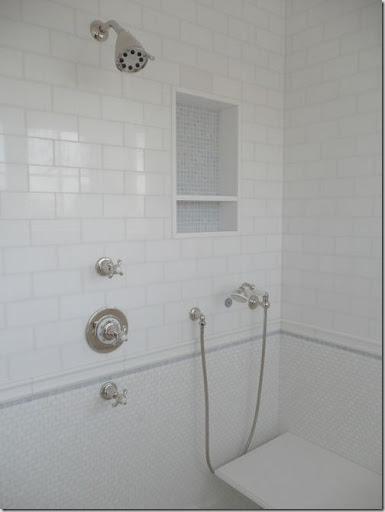  contrasting the crisp whiteness of the subway tile with a pretty paint 