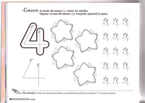 Numero 4 Para Ninos De Preescolar Imagui