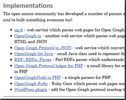 Open Graph Protocol implementations Open Graph Protocol implementations