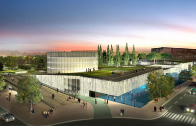 CREAA , recreacion virtual del proyecto centro de creacion de las artes de Alcorcon en el parque de los castillos CREAA , recreacion virtual del proyecto centro de creacion de las artes de Alcorcon en el parque de los castillos