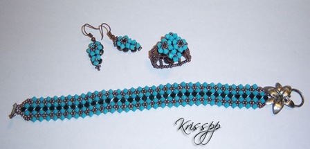 conjunto swarovski turquesa