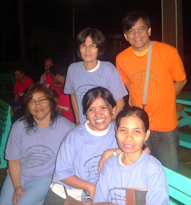 Hearing participants Hearing interpreters/participants (Standing): Teacher Leonor Vizoro of Deaf Christian Church QC and Teacher Jojo. (Seated): Teacher Maribel Tablo of Nueva Ecija Church; Teacher Loida Alvarez of Bethsaida Tiaong, Quezon and Teacher Anabella Cuachin of Legaspi City.