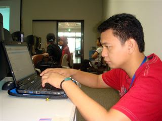 Day 9 - Sir Edmond using his newly purchased Acer Laptop