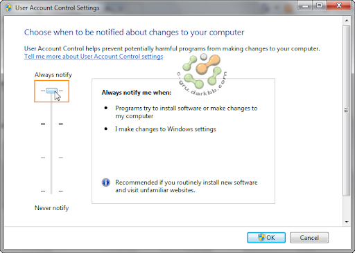 การกำหนดระดับการทำงานของ UAC (User Account Control) ใน Windows 7 Uac5