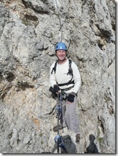 Attached to the cable (ferrata)