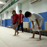 Lauren, Loren and Cary in the gymnastics room