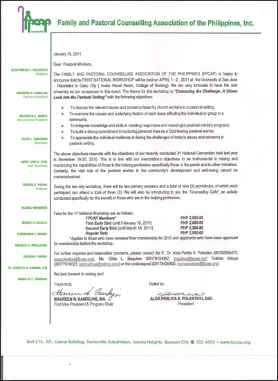 Invitation to FPCAP National Workshop