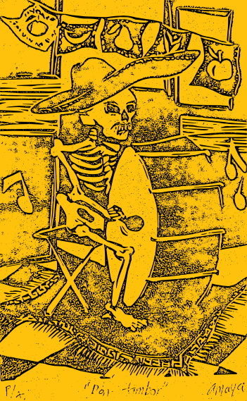skeleton playing drums