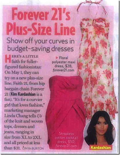 Kim Kardashian Forever 21 Plus Size Issue