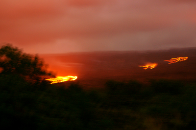 The slopes of Kilauea at night