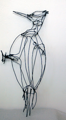 Pileated Woodpecker Steel Wire Sculpture