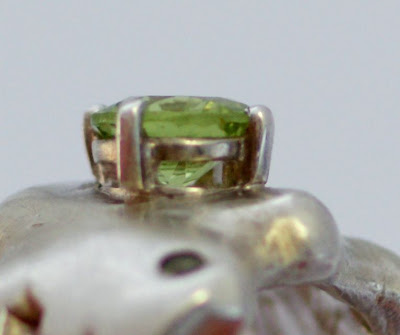 Bottleneck Ring with Prong Set Peridot 