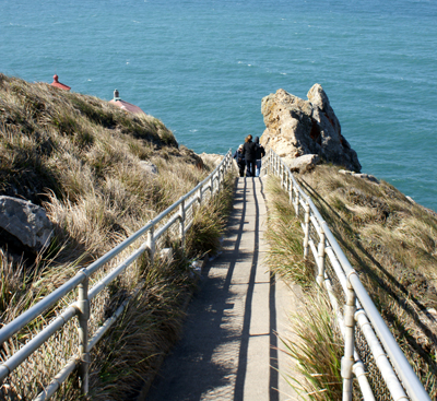 At the bottom of the equivalent of thirty building stories down is the Point Reyes Lighthouse