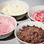 The ingredients - milk chocolate, white chocolate, peppermint dust, and peppermint crumbles