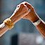 Catalan dancers holding hands