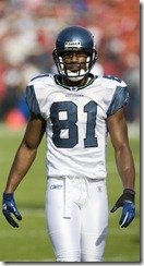 19 November 2006: Wide receiver (81) Nate Burleson of the Seattle Seahawks during warmups against the San Francisco 49ers at Monster Park in San Francisco, CA.


