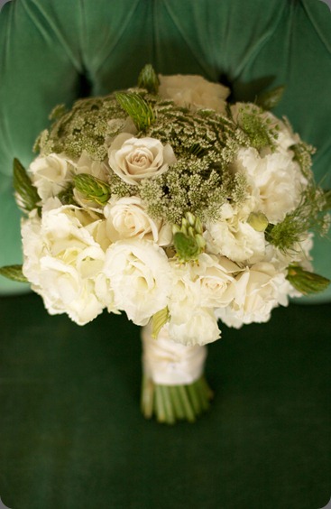 green_and_white_bouquet-2  white lisianthus, white spray roses, Queen Anne’s Lace and white ornithogalum. botanica
