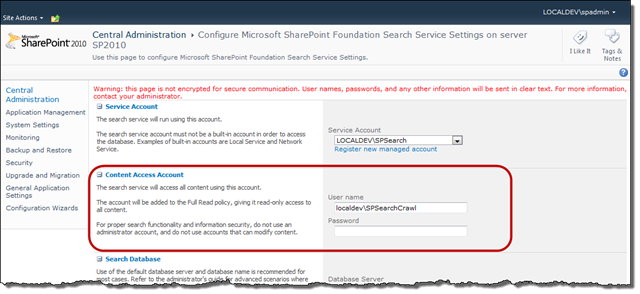 SharePoint Foundation Search Settings SharePoint Foundation Search Settings