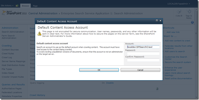 Default content access account Default content access account