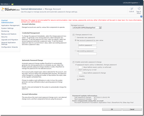 Configure Managed Account Configure Managed Account