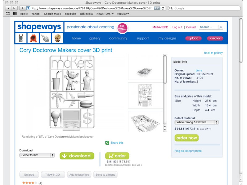 "Makers" cover 3D print at Shapeways