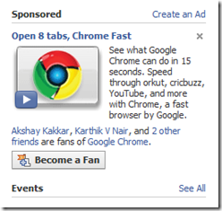 Google now promoting Chrome on Facebook!