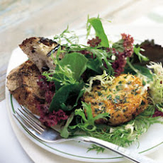 Warm Goat Cheese Salad with Grilled Olive Bread