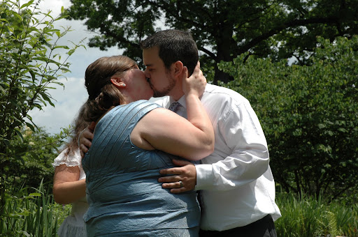 The first kiss as the married couple