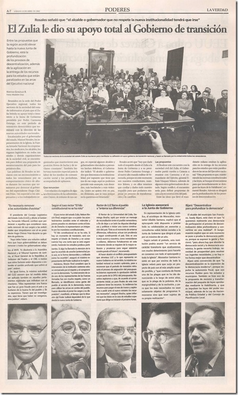 Rosales y su gobernación firmando apoyando el gobierno de transición golpista
