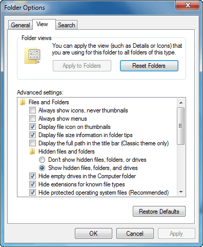 folder options windows