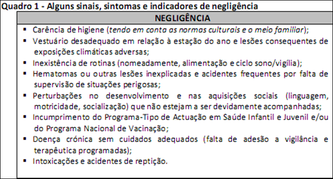 Negligência de crianças e jovens 