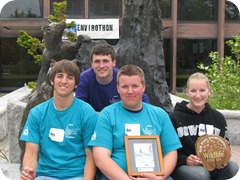 Second Place Dirigo High School team members:  l to r - Tyler Chiasson, Kyle Hutchinson, Ben Dolloff and Anna Chase