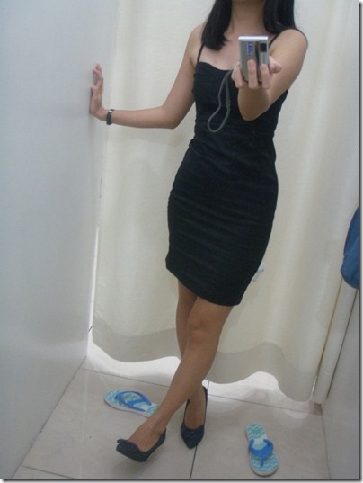 little black dress X denim heels