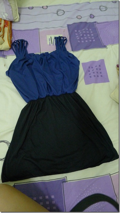 blue-black mini dress
