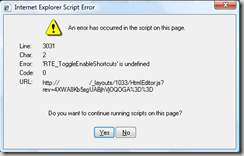 Internet Explorer Script Error Internet Explorer Script Error
