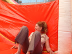 Pam Dibbley on the Fun Jump at the parish picnic, May 4, 2008.