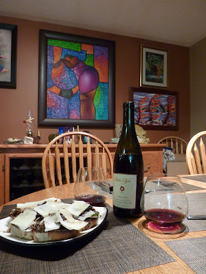 Mushroom bruschetta and Pinot Noir