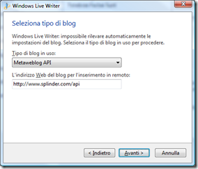 Splinder con Windows Live Writer