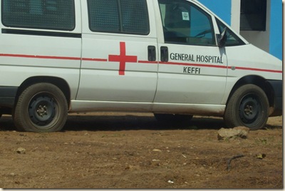 ambulance with deflated tires