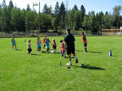 youth playing line soccer