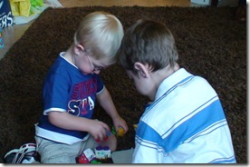 Hunter and Colin playing
