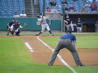 Tickets were a cool $10 for the first game (third row, home plate), and free for the second (thanks to some local). Attendance was supposedly a paid 4,300+ for each, but appeared not to crack 500 due to predictions for bad weather that never materialized. At least, I would surmise that’s the reason. Because seriously, what the fuck else are you going to do?